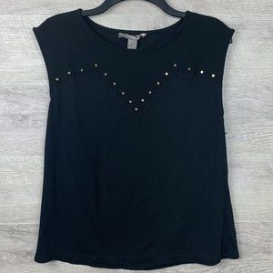 Forever 21 XXI Black Sleeveless Top W/ Gold Studs